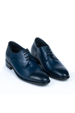 کفش کلاسیک سرمه ای مردانه چرم طبیعی پاشنه کوتاه ( 4 - 1 cm ) کد 684525270