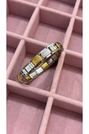دستبند استیل طلائی زنانه فولاد ( استیل ) کد 757675511
