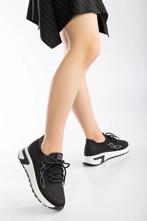 کفش اسنیکر مشکی زنانه بند دار sedose shoes accessories - کد 833560077