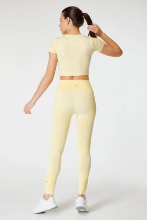 ساق شلواری زرد زنانه بلند بافتنی پلی استر فاق بلند کد 37721546
