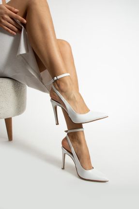کفش استایلتو سفید پاشنه نازک پاشنه متوسط ( 5 - 9 cm ) کد 833558252