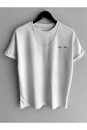 تی شرت سفید زنانه اورسایز یقه U پنبه (نخی) تکی کد 833605881