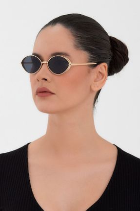 عینک آفتابی مشکی زنانه 58 UV400 فلزی سایه روشن هندسی کد 42842649
