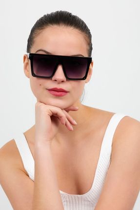 عینک آفتابی صورتی زنانه 58 UV400 استخوان مات هندسی کد 43473978