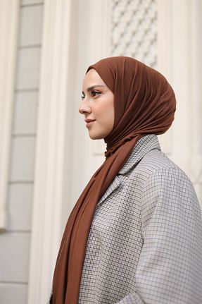 شال قهوه ای زنانه ویسکون shalby - کد 786885672