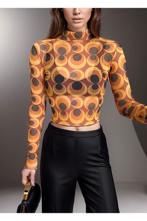 بلوز نارنجی زنانه طرح دار LoomTex - کد 832863289