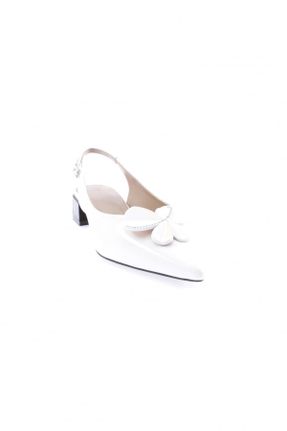 کفش پاشنه بلند کلاسیک سفید زنانه چرم مصنوعی پاشنه ضخیم پاشنه کوتاه ( 4 - 1 cm ) کد 466196473