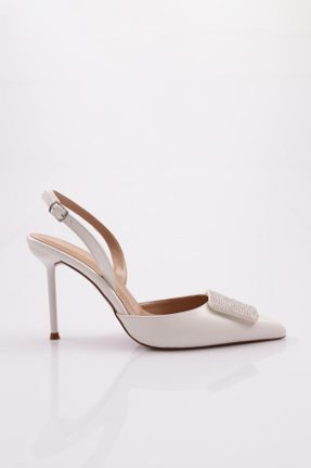 کفش پاشنه بلند کلاسیک سفید زنانه چرم مصنوعی پاشنه نازک پاشنه متوسط ( 5 - 9 cm ) کد 731968447