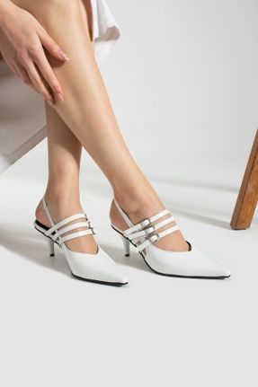 کفش پاشنه بلند کلاسیک سفید زنانه پاشنه نازک پاشنه متوسط ( 5 - 9 cm ) کد 833711074
