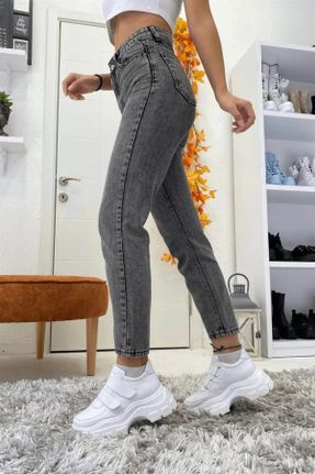 شلوار جین طوسی زنانه پاچه تنگ فاق بلند جین ساده استاندارد کد 833711406
