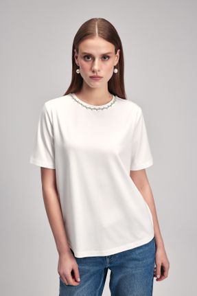 تی شرت سفید زنانه Fitted کد 819605084