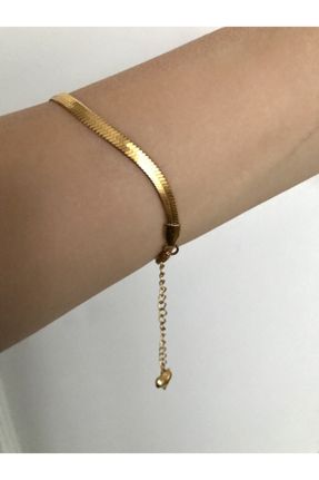 دستبند استیل طلائی زنانه فولاد ( استیل ) کد 132346563