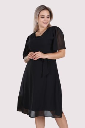 لباس مشکی زنانه ویسکون سایز بزرگ بافتنی کد 43219234