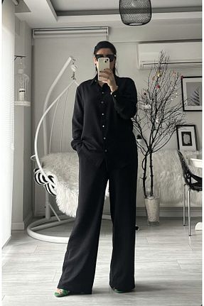 ست بالاتنه و پائین تنه مشکی زنانه بافتنی İrem Tekstil - کد 801392197