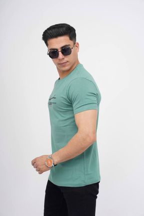 تی شرت سبز مردانه پارچه ای اسلیم فیت یقه گرد تکی پوشاک ورزشی کد 818226630