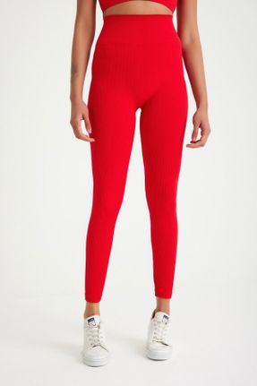 ساق شلواری قرمز زنانه بافتنی رگولار فاق بلند کد 720977950