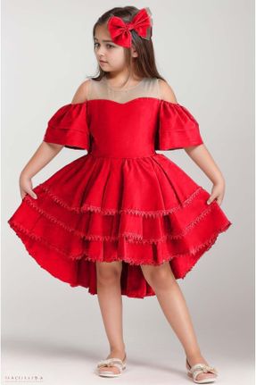 لباس قرمز بچه گانه بافتنی پنبه - پلی استر رگولار آستین-کوتاه کد 833549754
