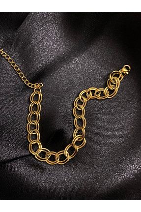 دستبند استیل (فولاد) طلائی زنانه استیل (فولاد) Okyanus Butik - کد 829098204