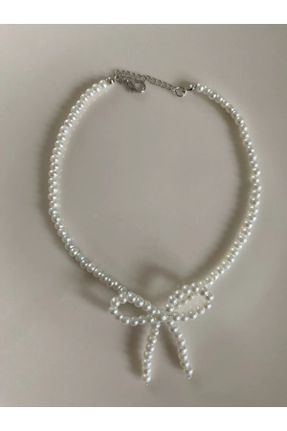 گردنبند جواهر سفید زنانه مروارید کد 823076441