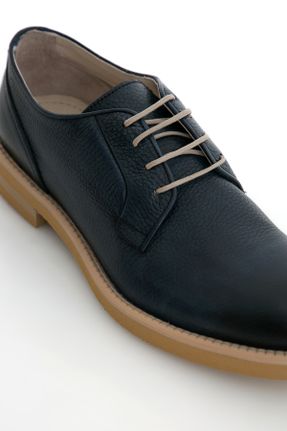 کفش کلاسیک سرمه ای مردانه چرم طبیعی پاشنه کوتاه ( 4 - 1 cm ) کد 84099142