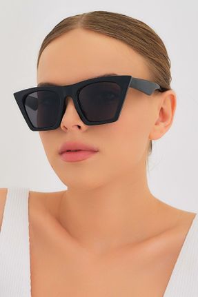 عینک آفتابی مشکی زنانه 50 UV400 استخوان مات گربه ای کد 63079019