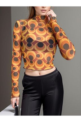 بلوز نارنجی زنانه طرح دار LoomTex - کد 832863289