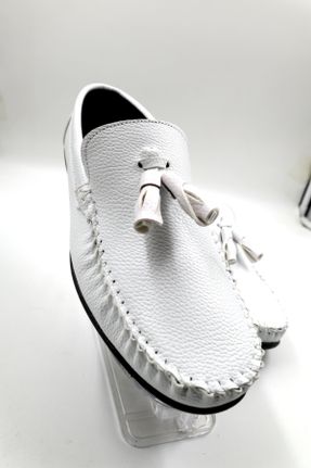 کفش لوفر سفید مردانه جیر پاشنه کوتاه ( 4 - 1 cm ) کد 833682282