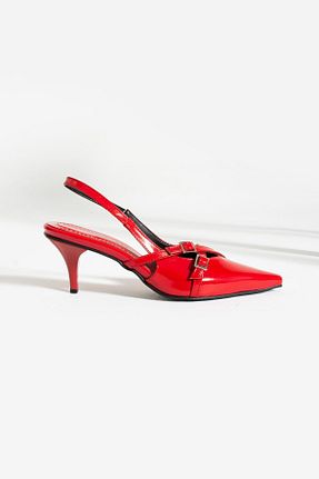 کفش پاشنه بلند کلاسیک قرمز زنانه پارچه Gökçe Shoes - کد 833715773