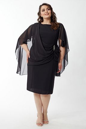 لباس مجلسی سایز بزرگ مشکی زنانه یقه دوچرخه Moda Alba - کد 833709026