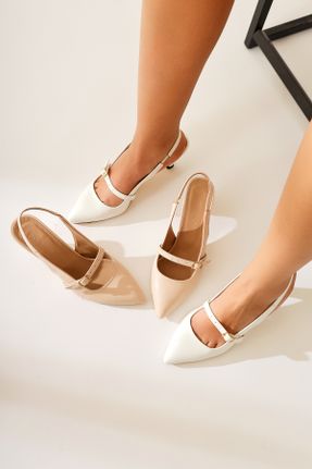 کفش پاشنه بلند کلاسیک سفید زنانه پاشنه ضخیم پاشنه متوسط ( 5 - 9 cm ) کد 813949127