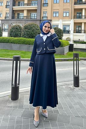 ست بالاتنه و پائین تنه حجاب سرمه ای زنانه رگولار modabirsen - کد 831746858