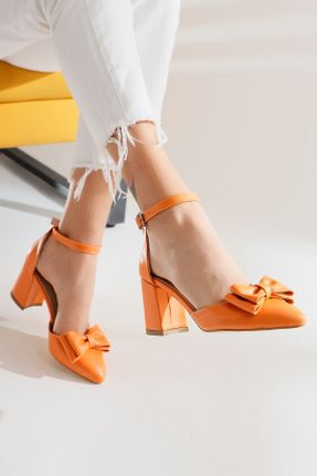 کفش پاشنه بلند کلاسیک نارنجی زنانه پاشنه ضخیم پاشنه متوسط ( 5 - 9 cm ) کد 711734359