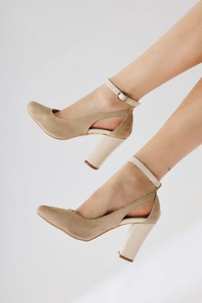 کفش پاشنه بلند کلاسیک بژ زنانه پاشنه متوسط ( 5 - 9 cm ) پاشنه نازک کد 100024005