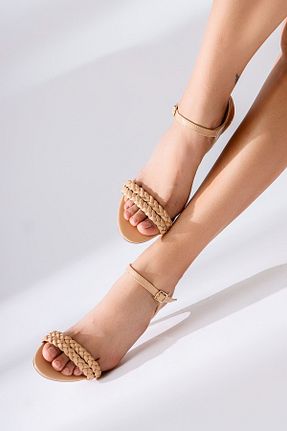 صندل بژ زنانه پاشنه تخت Jilberto - کد 308471934