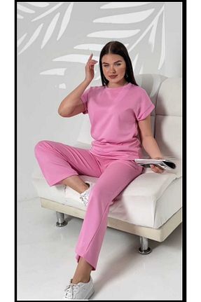 ست بالاتنه و پائین تنه صورتی زنانه بافتنی SHİROSA - کد 833860074