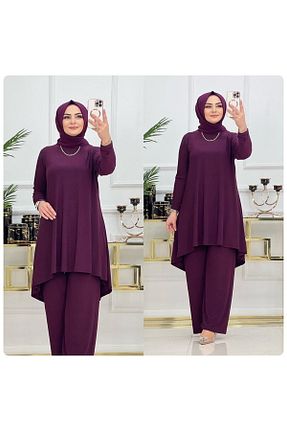 ست بالاتنه و پائین تنه حجاب بنفش زنانه رگولار MODAMÜNASİP - کد 641274347
