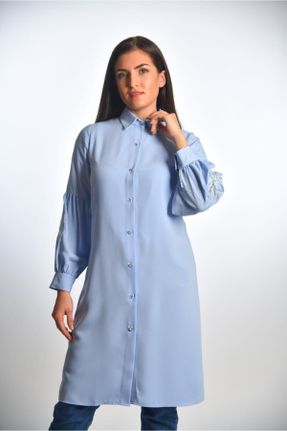 پیراهن آبی زنانه رگولار آستین-بلند کد 823737005