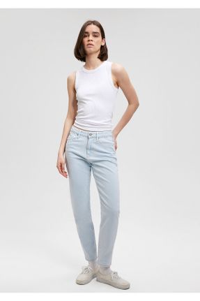 شلوار جین آبی زنانه پاچه تنگ فاق بلند پنبه (نخی) استاندارد کد 833822501