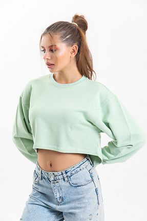 سوئیشرت سبز زنانه ساده pulur.co - کد 372925325