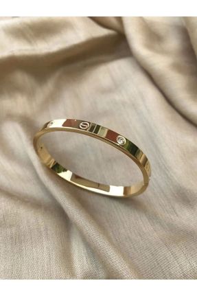 دستبند استیل طلائی زنانه فولاد ( استیل ) کد 345285627
