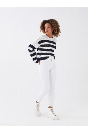 شلوار جین سفید زنانه پاچه تنگ LC Waikiki - کد 679269887