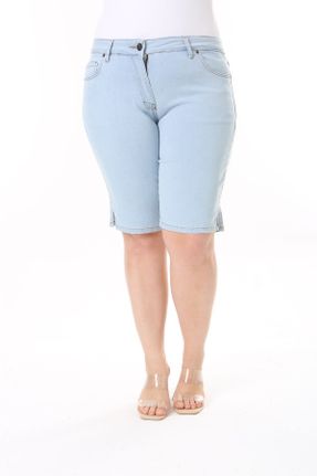 شلوارک آبی زنانه فاق بلند جین جین کد 829744607