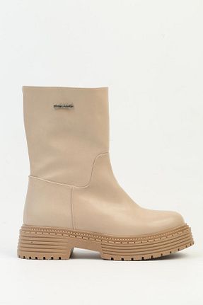 بوت / نیم بوت بژ زنانه چرم مصنوعی Pierre Cardin - کد 359033237