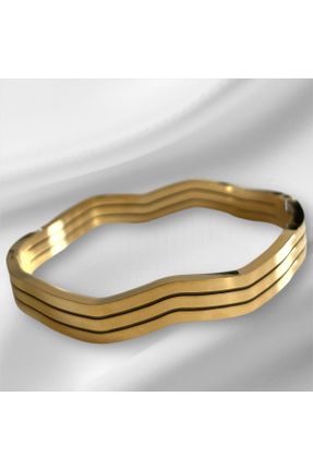 دستبند استیل زرد زنانه فولاد ( استیل ) کد 832951708