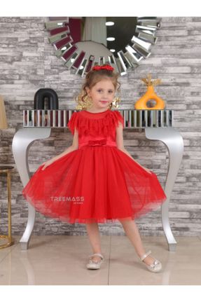 لباس قرمز بچه گانه بافتنی تور رگولار پارتی کد 754637495
