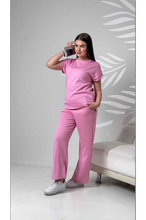 ست بالاتنه و پائین تنه صورتی زنانه بافتنی SHİROSA - کد 833860074