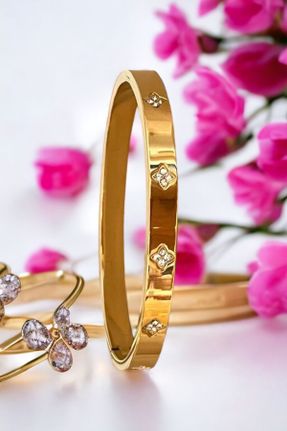دستبند استیل طلائی زنانه استیل ضد زنگ کد 831709957