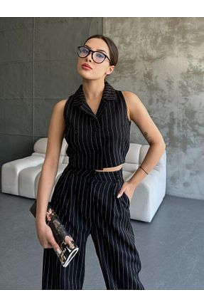 ست بالاتنه و پائین تنه مشکی زنانه بافتنی ubmbutik - کد 833773517