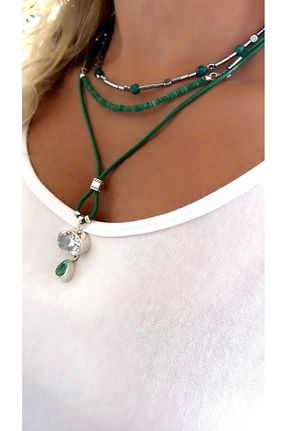 گردنبند نقره سبز زنانه 925 عیار splashtakı - کد 745188569