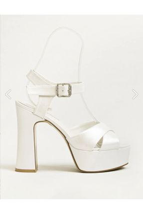 کفش مجلسی سفید زنانه پارچه نساجی پاشنه بلند ( +10 cm) پاشنه پلت فرم کد 791624797